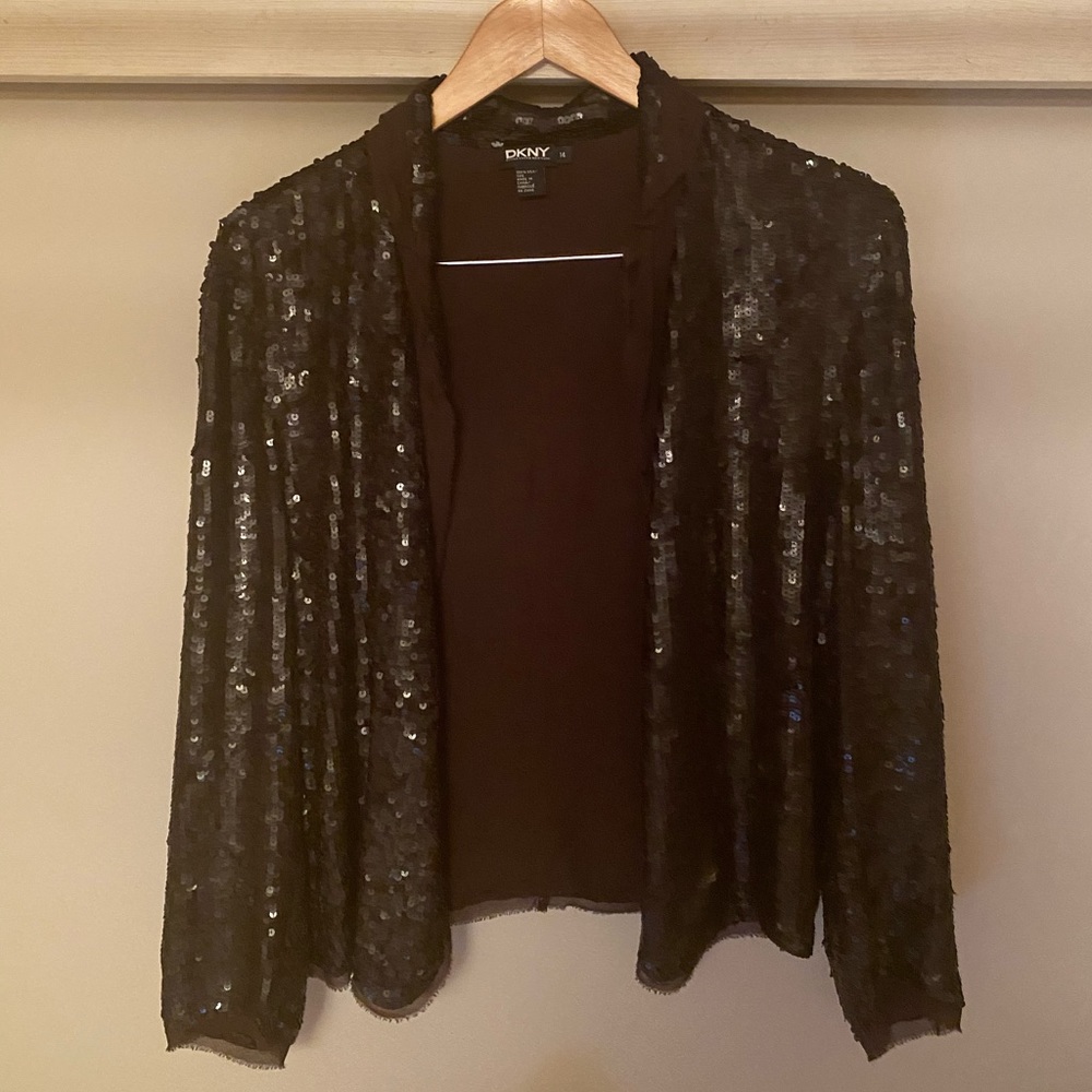 Vintage Donna Karan Brown Silk & Sequin Jacket